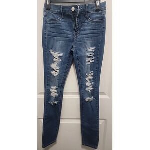 PacSun Womens Distressed Super Stretch Jeggings Skinny Jeans 25  Mid Rise Jrs